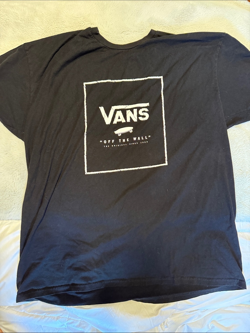 Vans Black Short Sleeve Tee with White Box Logo